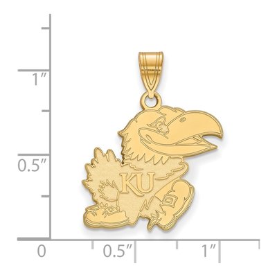 University of Kansas 10K Yellow Gold Jayhawk Large Pendant – view 2