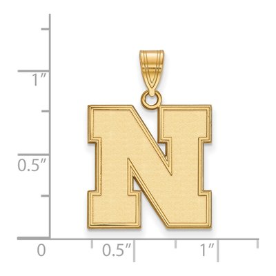 University of Nebraska 10K Yellow Gold Large Letter N Pendant – view 2