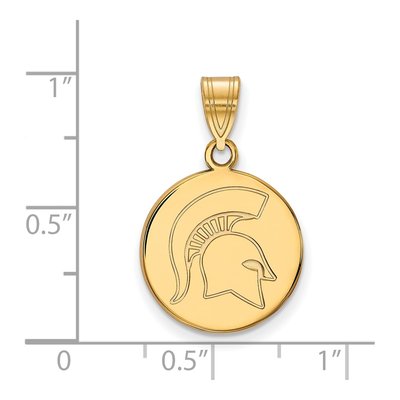 Michigan State University 10K Yellow Gold Medium Spartan Disc Pendant – view 2