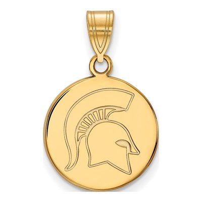 Michigan State University 10K Yellow Gold Medium Spartan Disc Pendant