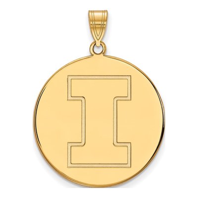 University of Illinois 10K Yellow Gold Extra Large Letter I Disc Pendant