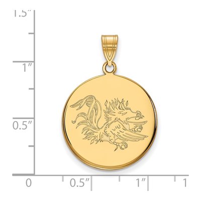 University of South Carolina 10K Yellow Gold Gamecocks Large Disc Pendant – view 2