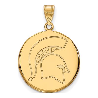 Michigan State University 10K Yellow Gold Large Spartan Disc Pendant