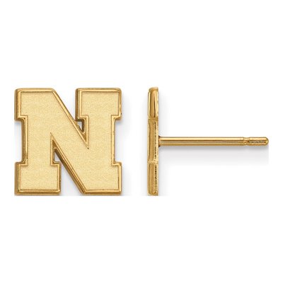 University of Nebraska 10K Yellow Gold Extra Small Letter N Stud Earrings