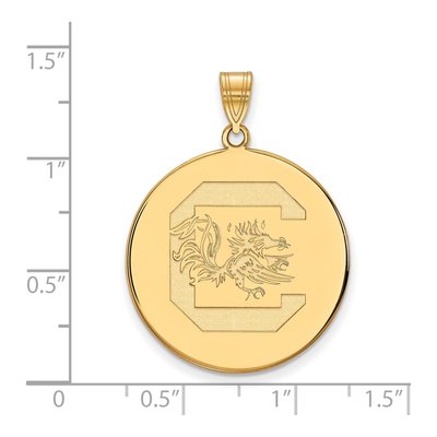 University of South Carolina 10K Yellow Gold Extra Large Gamecocks XL Disc Pendant – view 2