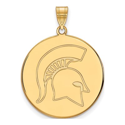 Michigan State University 10K Yellow Gold Spartan Extra Large Disc Pendant