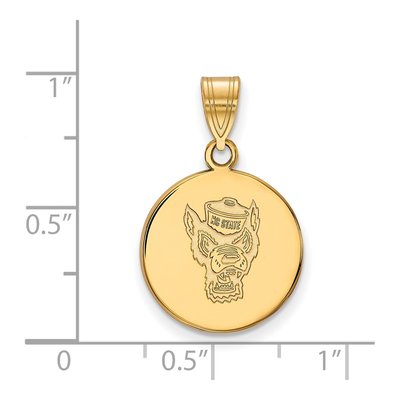 North Carolina State University 10K Yellow Gold Wolf Medium Disc Pendant – view 2