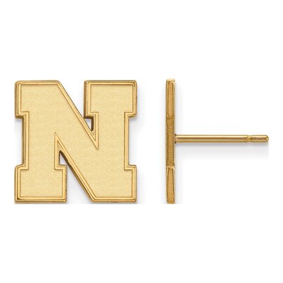University of Nebraska 10K Yellow Gold Letter N Stud Earrings