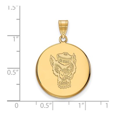 North Carolina State University 10K Yellow Gold Large NC Wolf Disc Pendant – view 2