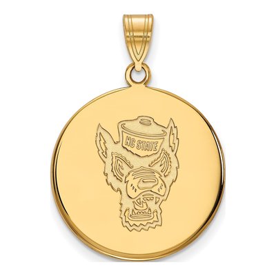 North Carolina State University 10K Yellow Gold Large NC Wolf Disc Pendant