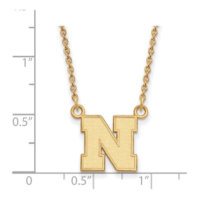 University of Nebraska 10K Yellow Gold Small Letter N Necklace – view 2