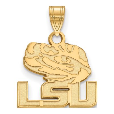 Louisiana State University 10K Yellow Gold L-S-U Tiger Eye Small Pendant