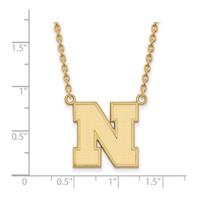 University of Nebraska 10K Yellow Gold Large Letter N Necklace – view 2