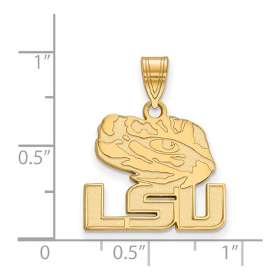 Louisiana State University 10K Yellow Gold Medium LSU Tiger's Eye Pendant – view 2