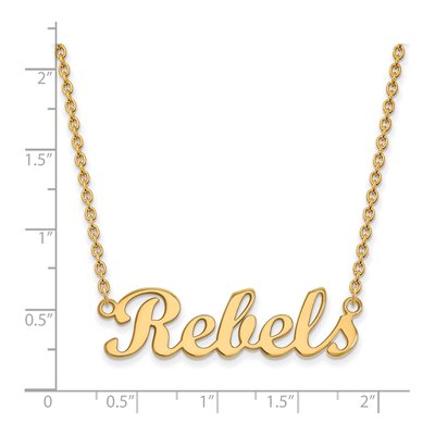 University of Mississippi 10K Yellow Gold Small Ole Miss Rebels Script Bar Necklace – view 2