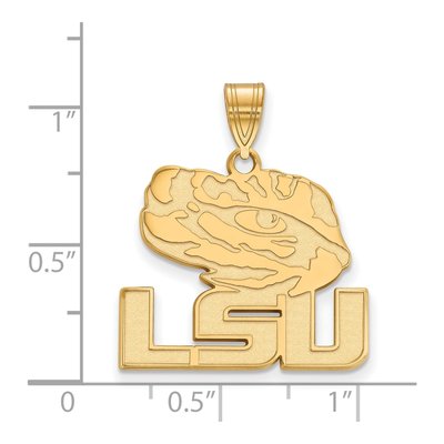 Louisiana State University 10K Yellow Gold LSU Tiger Eye Large Pendant – view 2