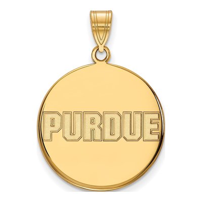 Purdue University 10K Yellow Gold Block Type Large Disc Pendant