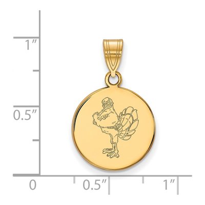 Virginia Tech 10K Yellow Gold Hokiebird Medium Disc Pendant – view 2