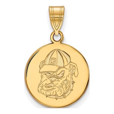 University of Georgia 10K Yellow Gold Medium UGA Bulldogs Disc Pendant