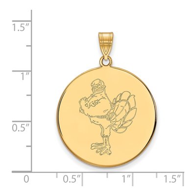 Virginia Tech 10K Yellow Gold HokieBird Extra Large Disc Pendant – view 2