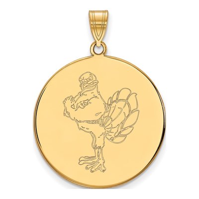 Virginia Tech 10K Yellow Gold HokieBird Extra Large Disc Pendant