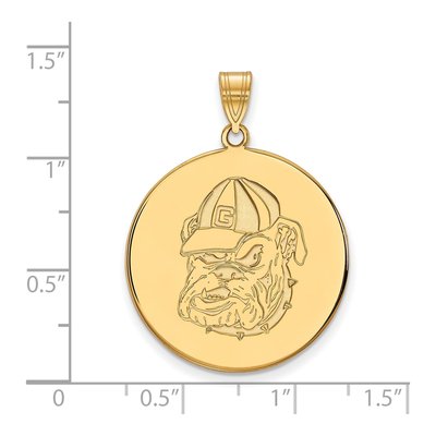 University of Georgia 10K Yellow Gold Extra Large Bulldogs Disc Pendant – view 2
