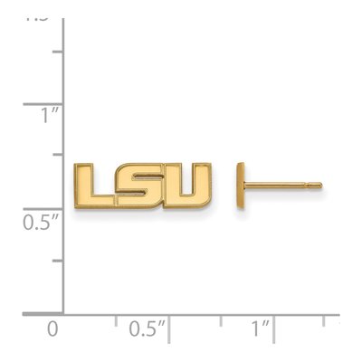 Louisiana State University 10K Yellow Gold L-S-U Extra Small Stud Earrings – view 2