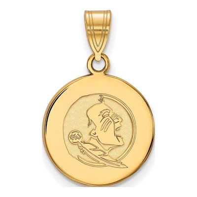 Florida State University 10K Yellow Gold Medium Seminoles Disc Pendant