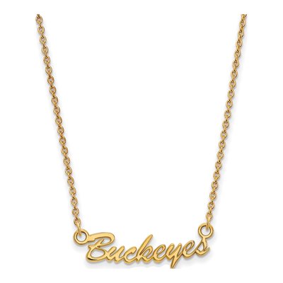 Ohio State University 10K Yellow Gold Small Buckeyes Script Pendant
