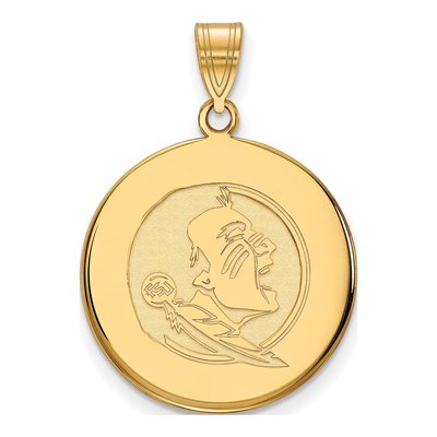 Florida State University 10K Yellow Gold Seminoles Large Disc Pendant