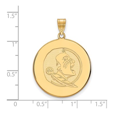 Florida State University 10K Yellow Gold Seminoles Extra Large Disc Pendant – view 2