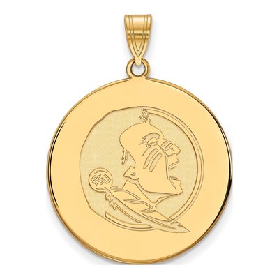 Florida State University 10K Yellow Gold Seminoles Extra Large Disc Pendant