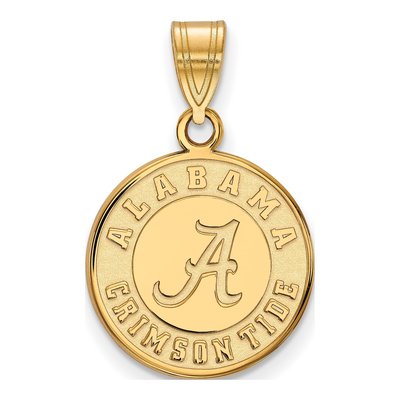University of Alabama 10K Yellow Gold Medium Crimson Tide Disc Pendant