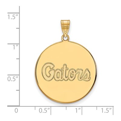 University of Florida 10K Yellow Gold Extra Large Gators Script Disc Pendant – view 2