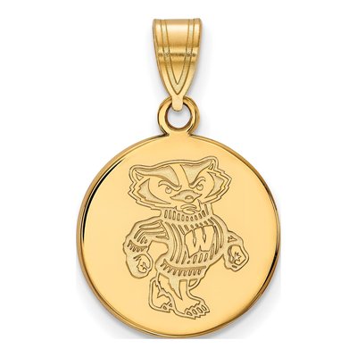 University of Wisconsin 10K Yellow Gold Medium Badgers Disc Pendant