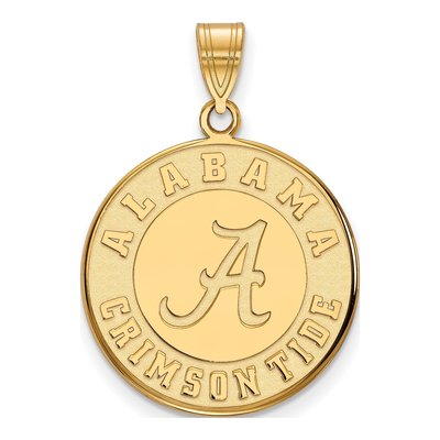 University of Alabama 10K Yellow Gold Crimson Tide Large Disc Pendant