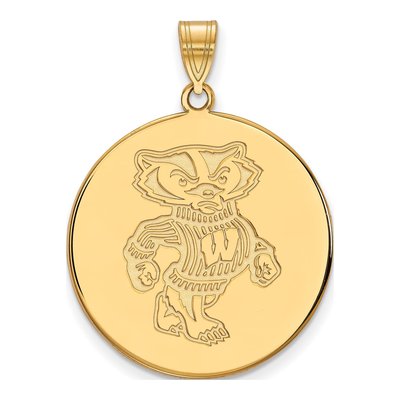 University of Wisconsin 10K Yellow Gold Badgers Extra Large Disc Pendant
