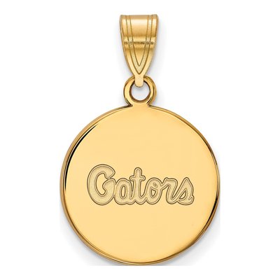 University of Florida 10K Yellow Gold Medium Of Gators Script Disc Pendant