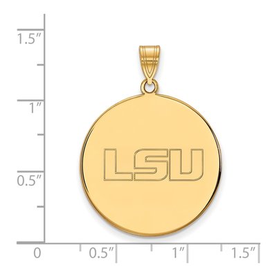 Louisiana State University 10K Yellow Gold LSU Extra Large Disc Pendant – view 2