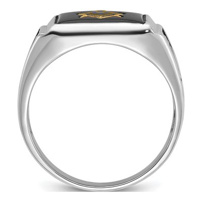 Men's 10K White Gold Onyx Masonic Ring – view 3