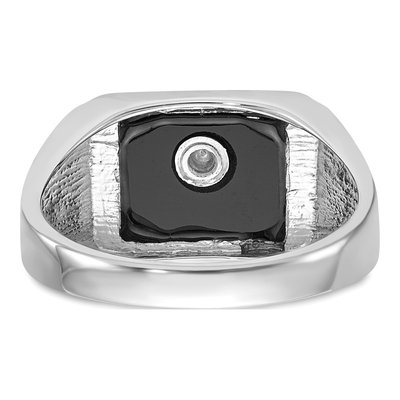 Men's 10K White Gold Onyx Masonic Ring – view 6