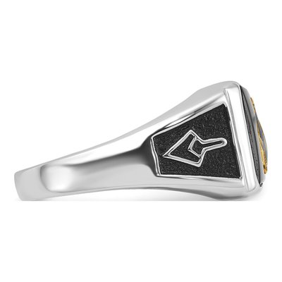 Men's 10K White Gold Onyx Masonic Ring – view 8