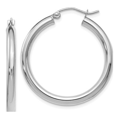 14K White Gold 30mm Hoop Earrings