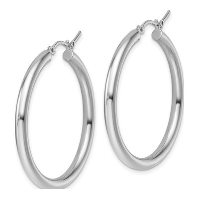 14K White Gold 35mm Hoop Earrings – view 3