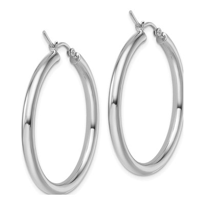 14K White Gold 35mm Hoop Earrings – view 6
