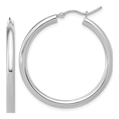 14K White Gold 35mm Hoop Earrings