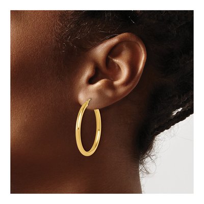 14K Yellow Gold 35mm Hoop Earrings – view 4