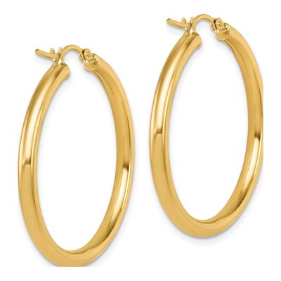 14K Yellow Gold 35mm Hoop Earrings – view 5