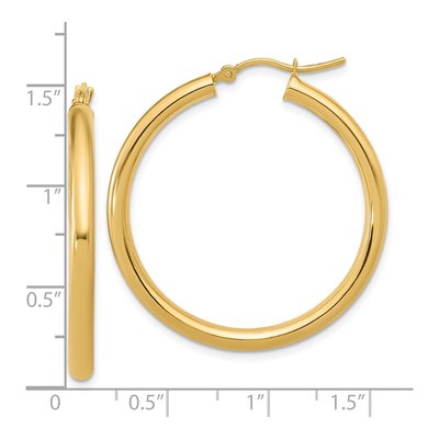 14K Yellow Gold 35mm Hoop Earrings – view 6