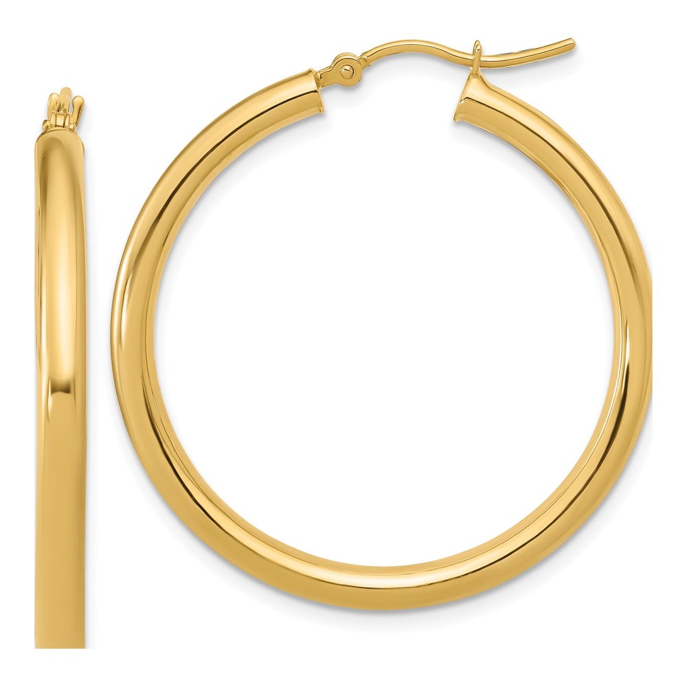 14K Yellow Gold 35mm Hoop Earrings